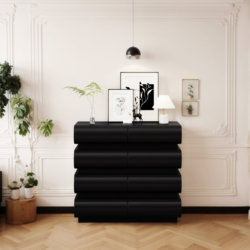 Commode 8 tiroirs pour chambre à coucher, Noir
