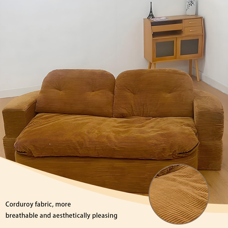 Canapé compressible en velours côtelé 59,06 po, H 27,56 po x l 59,06 po x P 39,37 po