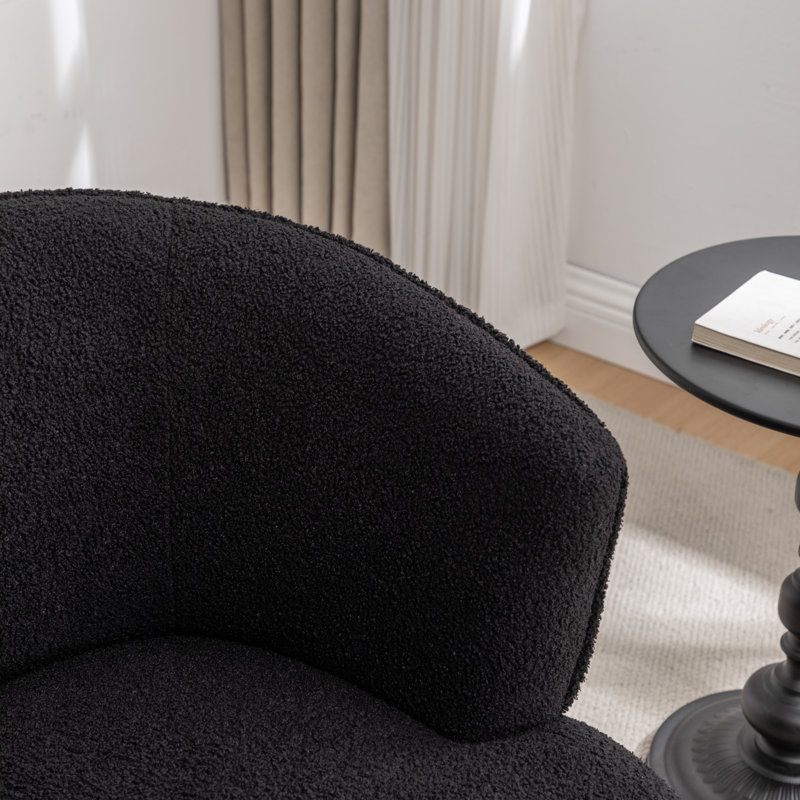 Olevide Swivel Barrel Chair, Black Teddy