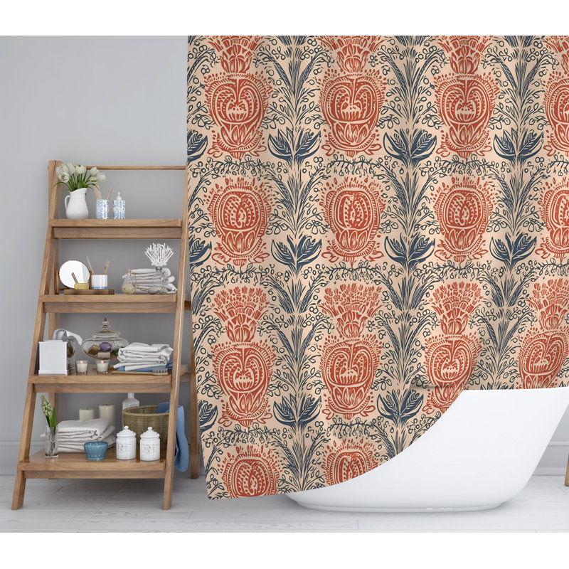 Gindy Floral Shower Curtain, 83" H x 70" W