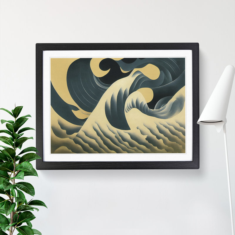 Abstract Japanese Wave Vol.1 - Framed Print, 25cm H x 34cm W x 2cm D, Black