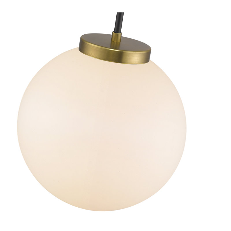 Luminaire sphère suspendu 1 lumières simple Demetris, Laiton vieilli, Opale