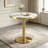 23.6" Round MDF Sprayed With UV Paint Countertop,Marble Texture,  Stainless Steel Edging, Metal Table Legs, Modern Light Luxury Edge Coffee Table.-695218100
