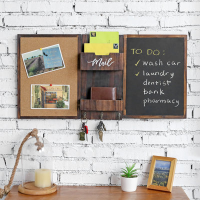 Wall Mounted Entryway Organiser Rack With Chalkboard