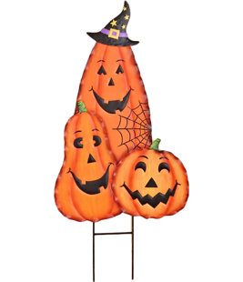 30" Halloween Metal Pumpkin Figure Stake