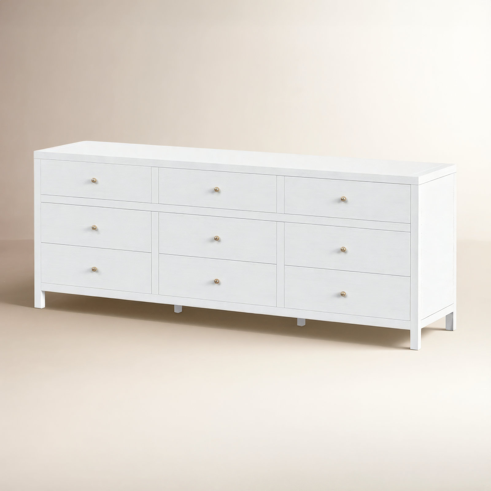 Celine 84" Acacia Double Dresser, Textured White
