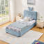 Lit rembourré en tissu avec lumière DEL et 4 tiroirs de rangement Boucle-1251111742-1251111741