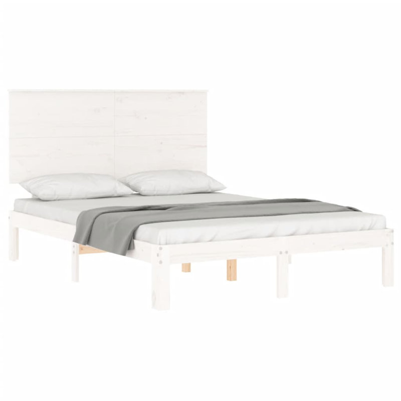 Bed Frame with Headboard, White, Small Double (4')