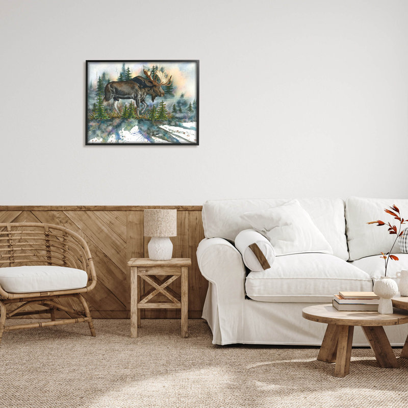 «Wild Moose Forest», art giclée par Dave Bartholet, Giclée encadrée noir minuit, H 24 po x l 30 po x P 1,5 po
