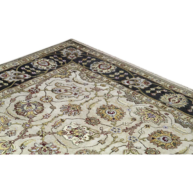 Tapis brun / ivoire de haute qualité noué à la main