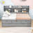 Amande Twin Wooden Captain Bed with Bookcase Headboard, Three Storage Drawers and Twin Trundle-895793342