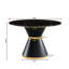 Table de salle à manger avec impression en marbre noir et base dorée - longueur 45,5 po x largeur 30,72 po