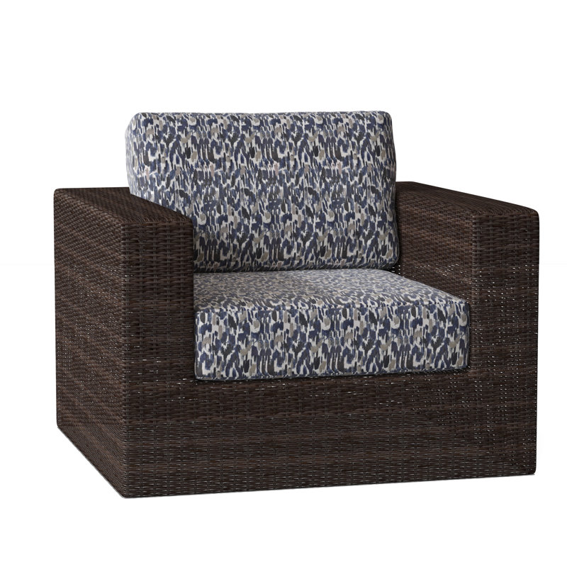 Chaise de patio pivotante avec coussins Montecito, Sunbrella® Fairview indigo abstrait