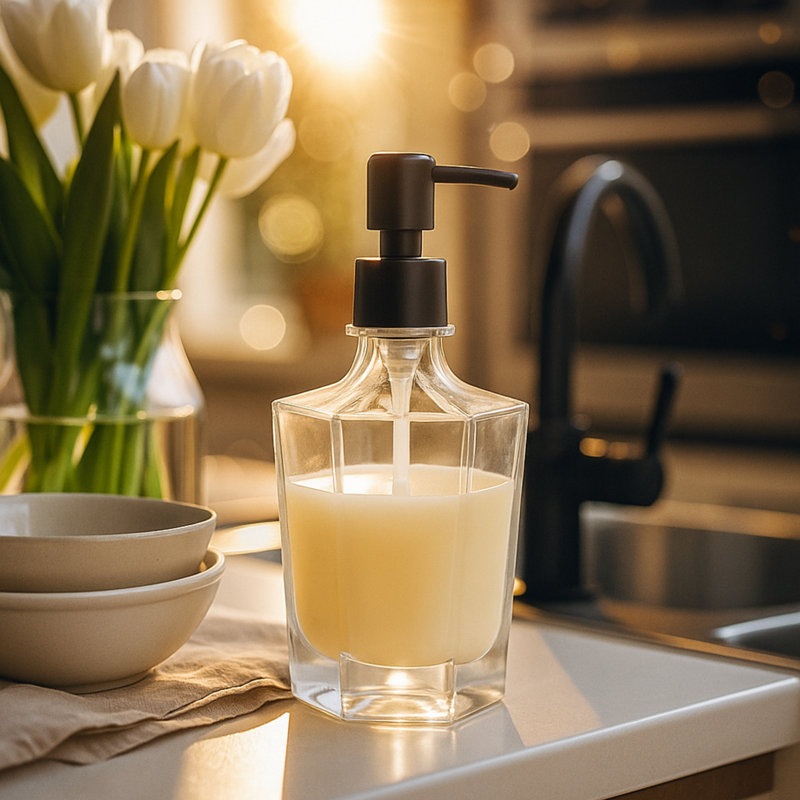 Oggi 9.5 oz Concave Soap Dispenser - Black Matte Pump