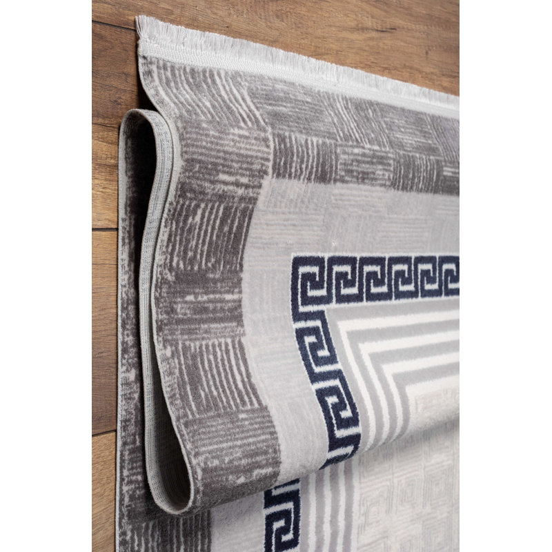 Luxurious Woven Area Rug, 3.9 x 5.9 Feet, 100% Acrylic, 1900 g/m² | 0.3 in Pile Height, Cotton/Jute Sole | 580,000 Thread Points, Grey Color | Durable for High-Traffic Areas, Easy to Clean with Vacuum