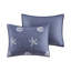 Courtepointe bleu marine double / grand - coton avec motifs brodés, rembourrage 4 pièces de literie thème côtier, lavable à la machine