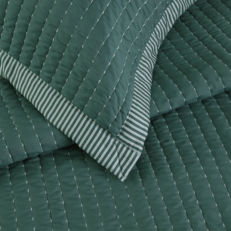 Bedsure Bedspread Coverlet Lightweight Soft Quilt Bedding Set, Corduroy Pattern Quilt Set, Mallard Green