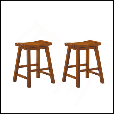 Ensemble de tabourets de selle de 18 pouces de hauteur avec ensemble de meubles de salle à manger décontractés en bois massif de 2 pièces