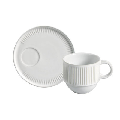 New White Stoneware Coffee Cup