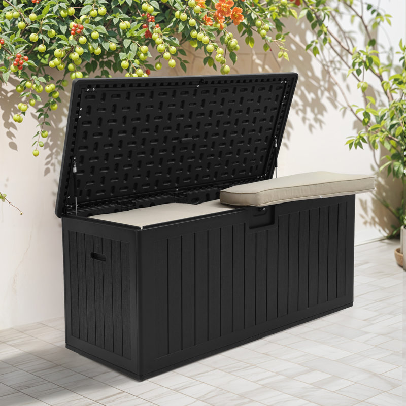 Boîte de rangement verrouillable en résine Balconera 150 gallons, Noir, 150
