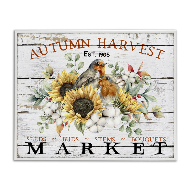 Art automnal sur toile, marché d'automne par Creatif Belle, Giclée encadrée blanc bord de mer, H 24 po x l 30 po