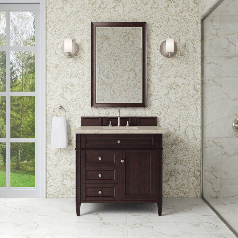 Brittany 36'' W Single Vanity, Burnished Mahogany, 8" Widespread, Tajnar Eclos