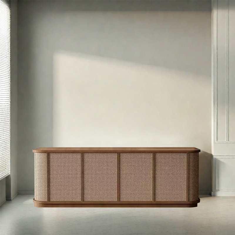 Réception rectangulaire moderne, support pour hôtesse, Brun