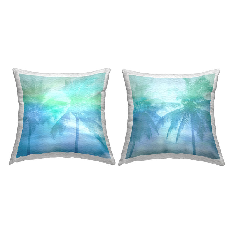 Ensemble de coussins 2 pièces Bold Blue Summer Palms par Mia Jensen
