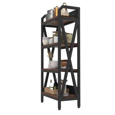 4-level Metal And Wood Kitchen Organizer, 56.6'' Height, Dining Room, Pantry, Bathroom, , Stylish, Easy To Clean Shelves, Wood,