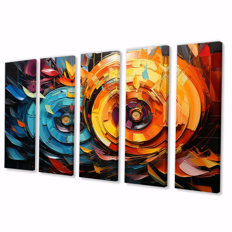Popart vinyle Disque Reverie VI - impression sur toile musique - 5 panneaux égaux