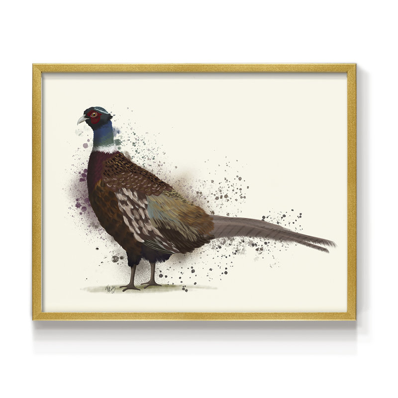 Pheasant Splash 1 - Reproduction encadrée - Restickable, H 11 po x l 14 po, Doré