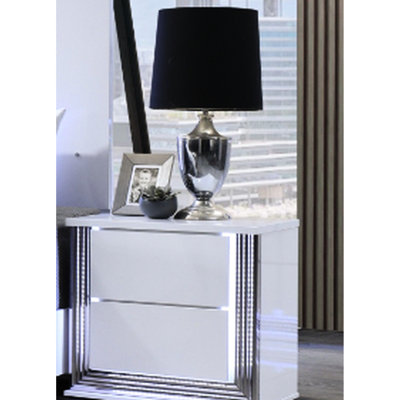 Table de chevet blanche moderne avec DEL, rehaussant l'ambiance de votre chambre à coucher et offrant une touche d'élégance