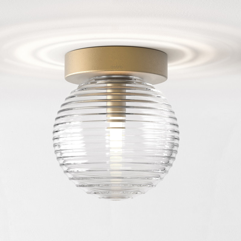 Tacoma 1 - Light Flush Mount, Ribbed, Antique Brass, Clear