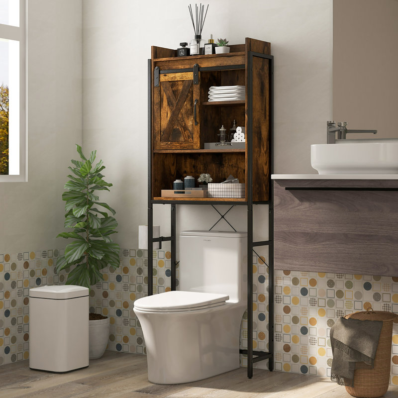 Rangement autoportant au-dessus de la toilette Sachin, Brun rustique