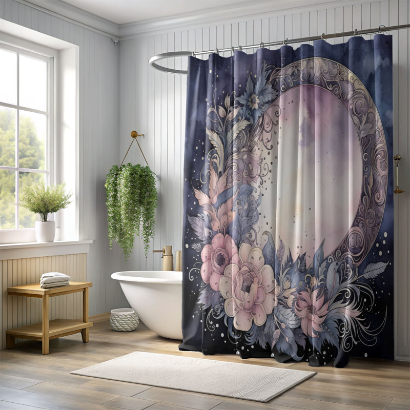 Rideau de douche 1 pièce Moonlit Aura, H 74 po x l 71 po