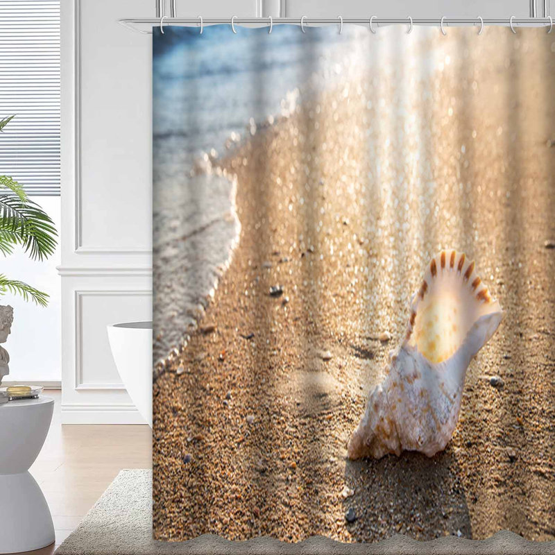 Rideau de douche Big Seashell Sand Beach Sunset Shell avec 12 crochets, L 72 po x l 84 po