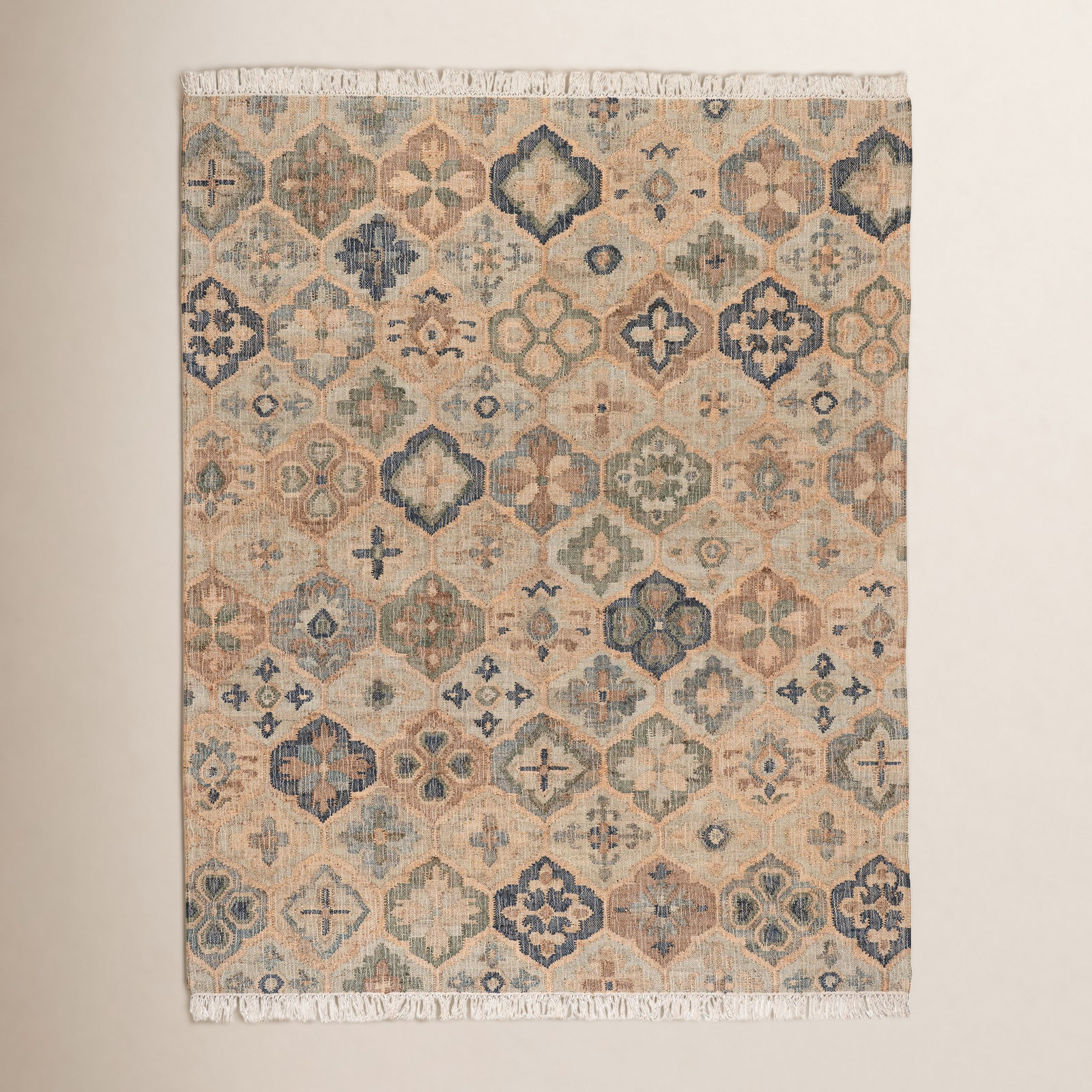 Pali Blue Hand-Woven Geometric Jute Rug, Rectangle 7'6" x 9'6"