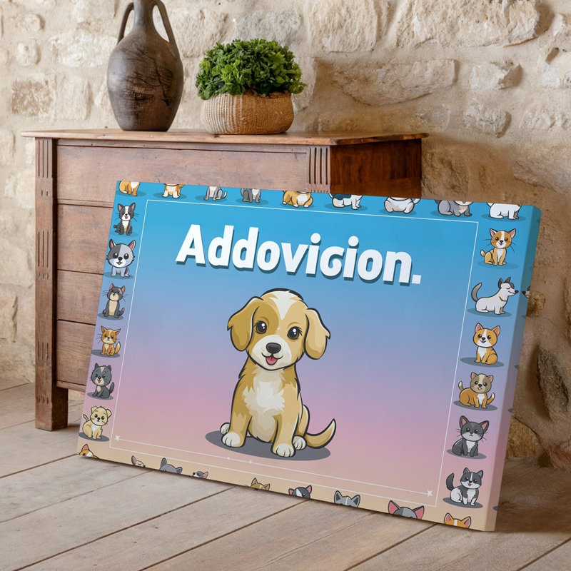 Reproduction d'art sur toile, "Adoption d'un animal vibrant et réconfortant avec un art mural", H 16 po x l 20 po