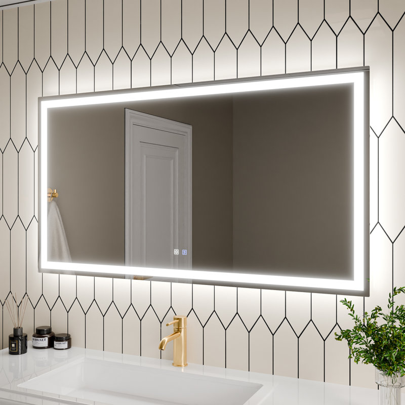 Miroir de salle de bain Eldur Smart LED - Température de couleur 5000K, intensité variable, désembuage, fonction mémoire