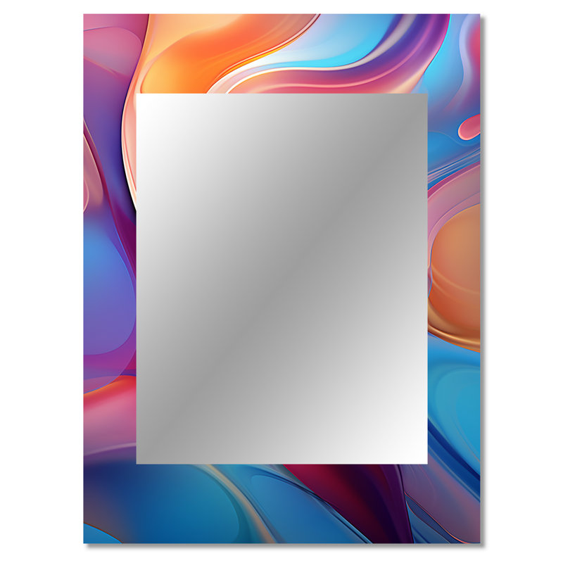 Transitional pink and blue shapes II - Transitional Shapes Mirror, Pink Decorative Wall Mirror, Printed Metal Art, 40" x 30"
