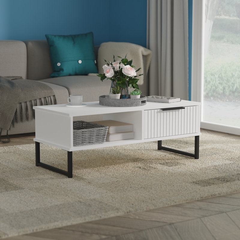 Takirra Coffee Table with Storage, White