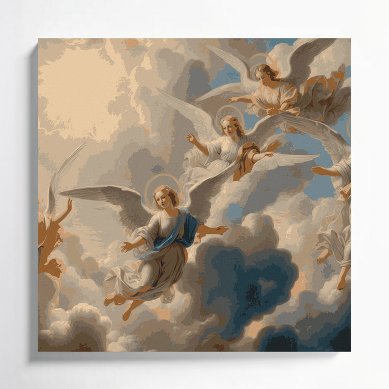 «Christmas Angels», art mural sur toile brune, H 8 po x l 8 po