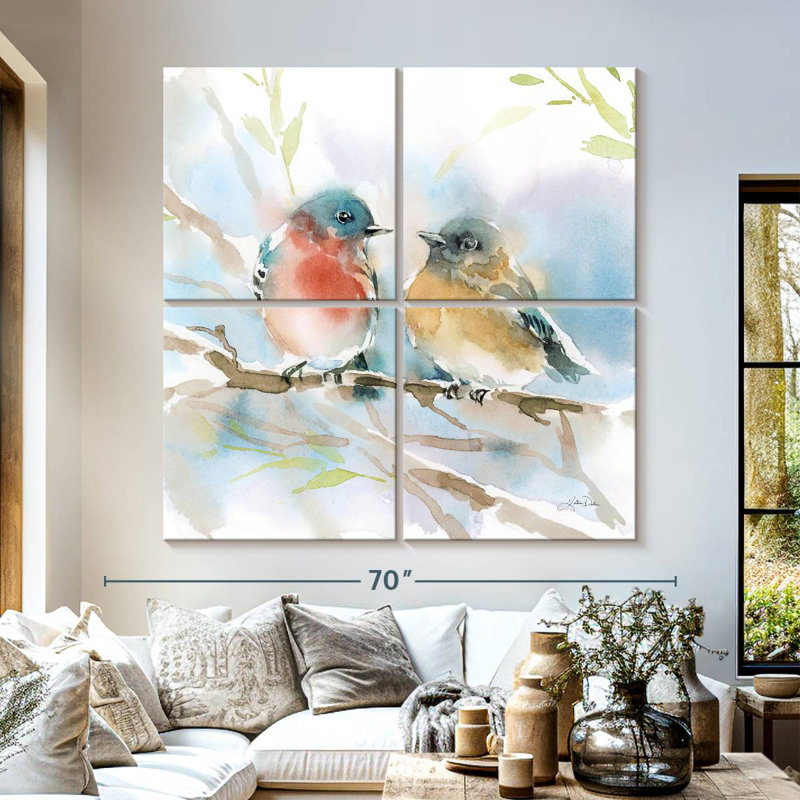 Brampt Bluebird Pair In Spring, 57'' H x 57'' W