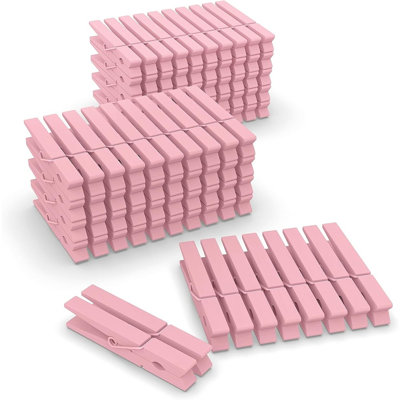 100-Piece Pink Wooden Clothespins, 2.9-Inch Heavy-Duty Laundry & Craft Clips for Photos, Decorations, Clothing & DIY Projects
