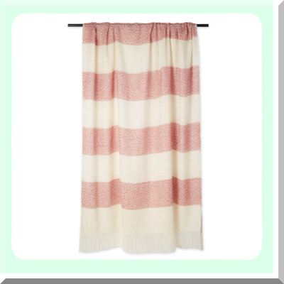 Coastal Comfort Acrylic Rugby Stripe Throw Blanket, 50x60, Red
