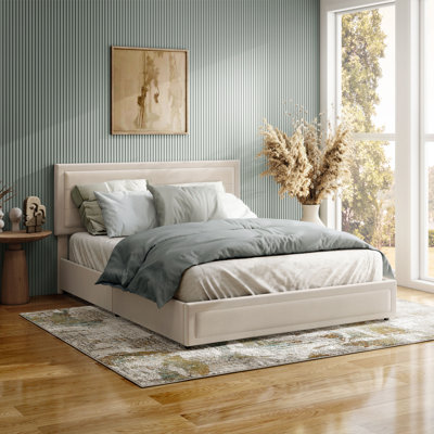 Lit plateforme tapissier avec rangement