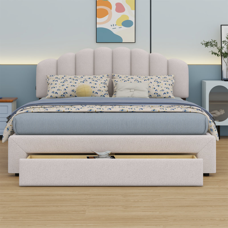 Kaura Upholstered Platform Storage Bed, Beige