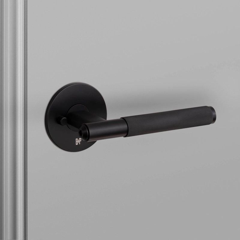 Round Privacy (Bed & Bath) Door Lever with Round Rosette, Welders Black