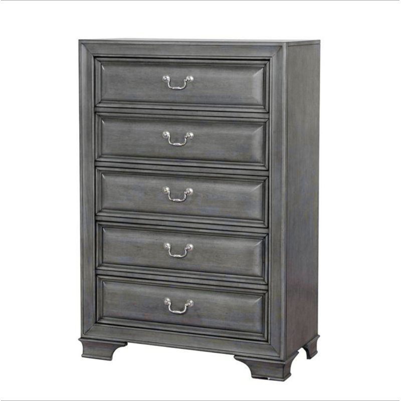 Mobilier de chambre à coucher style transitionnel à finition grise 1 pièce, Gris