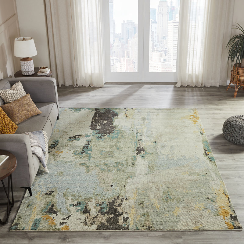 Tapis en laine noué à la main Toros Misty Jade Toros, Rectangle 9 pi x 12 pi